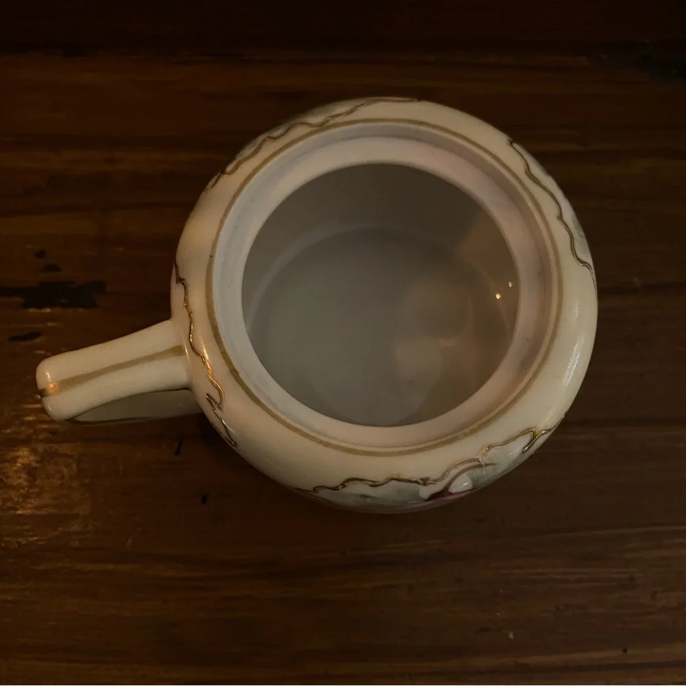 VTG Hand Painted Nippon Sugar Bowl with Lid from Japan Pink trimmed in Gold